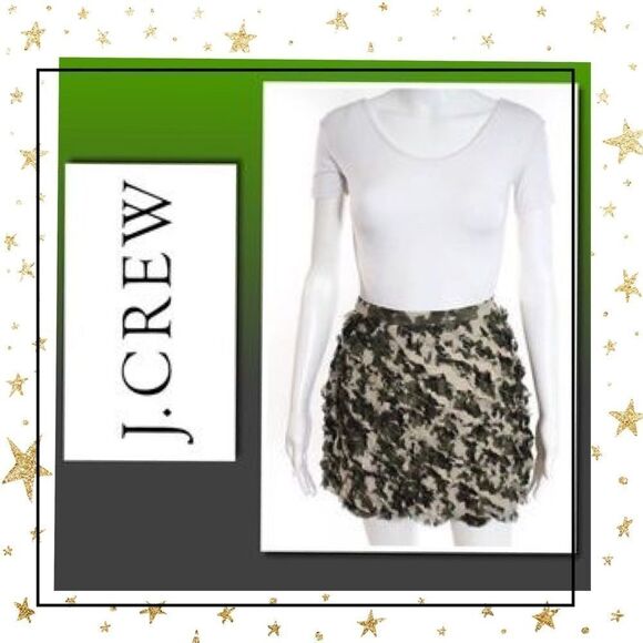 J. Crew Multi-Color Abstract Ruffled Skirt Sz 0 - Picture 1 of 6